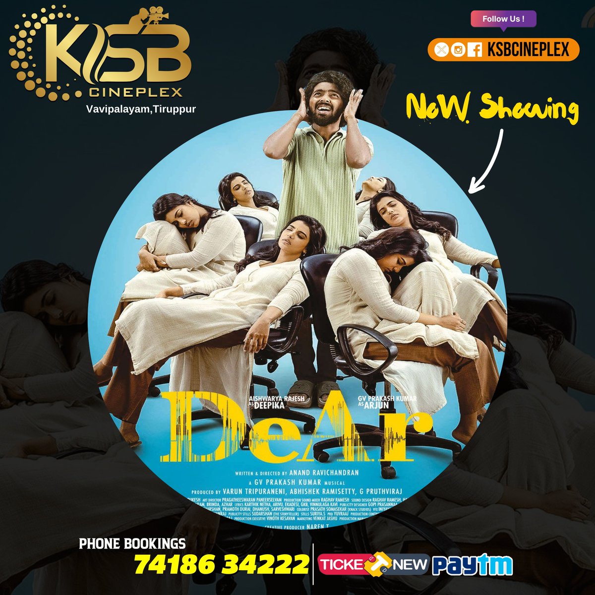 'Family oda vandhu paaka vendiya padam' - audience approves! 🥳 

Watch #DeAr with your families for this weekend!

book your tickets at 🎟️ m.paytm.me/ksbcineplex

#AbhishekRamisetty #PruthvirajGK @mynameisraahul #RomeoPictures @gvprakash @aishu_dil #KSBCineplex
