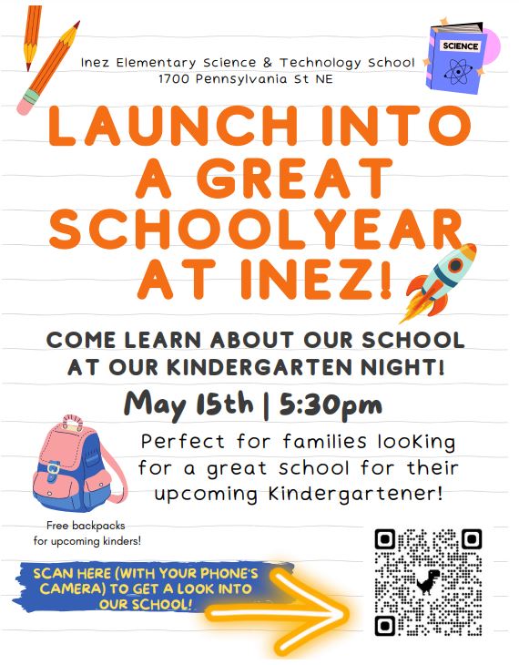 Launch into a great school year at Inez!  We are enrolling and accepting transfers in all grades!  Please join us for our Kinder Launch Night on May 15th! #RocketsFlyHigh <a href="/ABQschools/">APS</a> <a href="/APS_Elementary/">APS Elementary Schools</a>