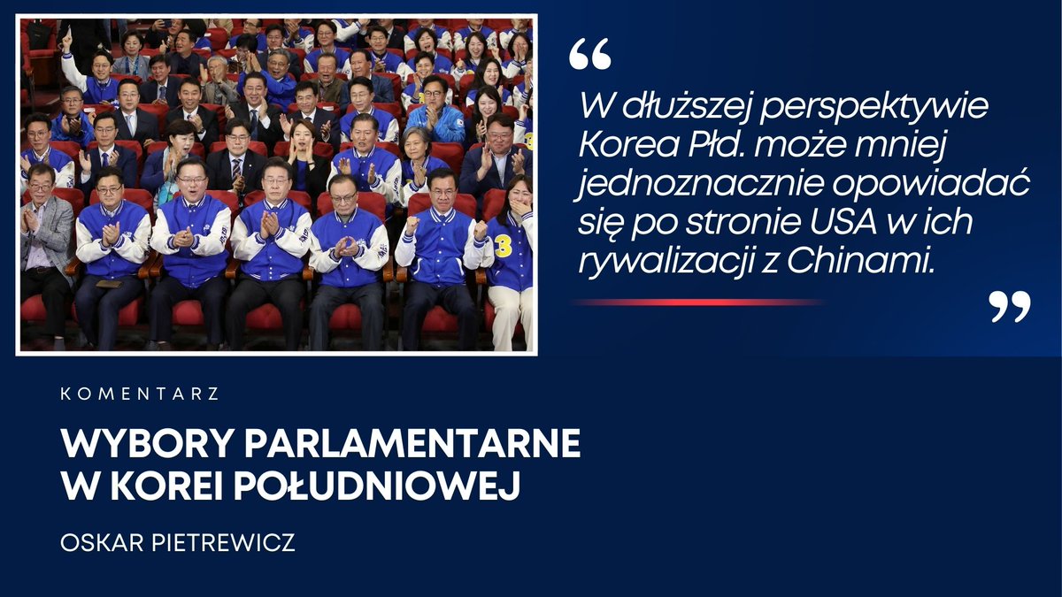 W wyborach parlamentarnych w Korei Płd. zwyciężyła opozycyjna wobec rządu Partia Demokratyczna. O znaczeniu wyborów dla polityki wewnętrznej i zagranicznej Korei Płd. pisze @OskarPietrewicz. ➡️ pism.pl/publikacje/wyb…