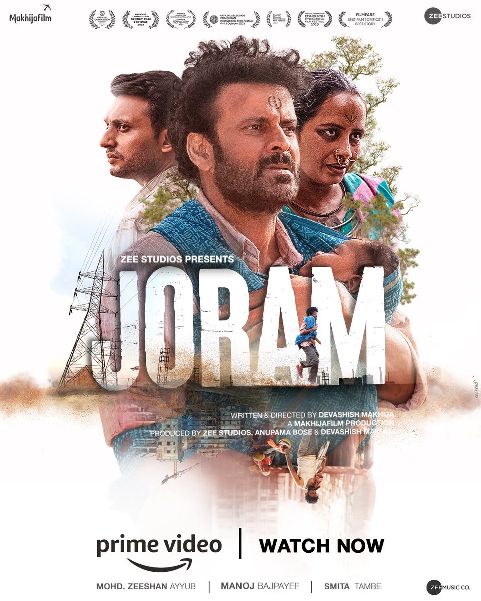 #Joram is now streaming on Prime Video. 

Directed by Devashish Makhija and starring #ManojBajpayee, #MohammedZeeshanAyyub, #SmitaTambe, #TannishthaChatterjee, and #MeghaMathur.

#JoramOnPrime