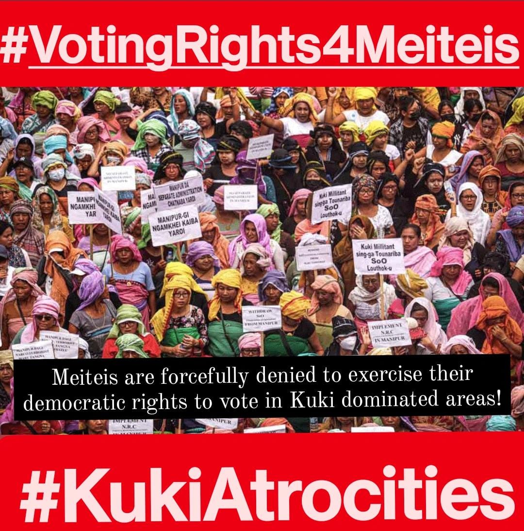 ❗NO RIGHT TO VOTE❗

Meiteis displaced from #Manipur’s Kuki-dominated hills, dwellings at a relief camp, look forward to 19 April,
the day they get to vote for the first time after years of oppression by Kuki-Zo❗
#KukiLiesXposed
#VotingRights4Meiteis
#LokSabhaElection2024