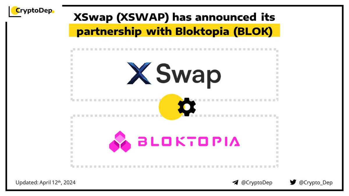 ⚡️ @XSwap_link $XSWAP has announced its partnership with @Bloktopia $BLOK XSwap joins forces with Bloktopia, a sci-fi-themed metaverse on @0xPolygon $MATIC. Moreover, the project has previously kicked off its ambassador program, allowing users to join. XSwap leverages…