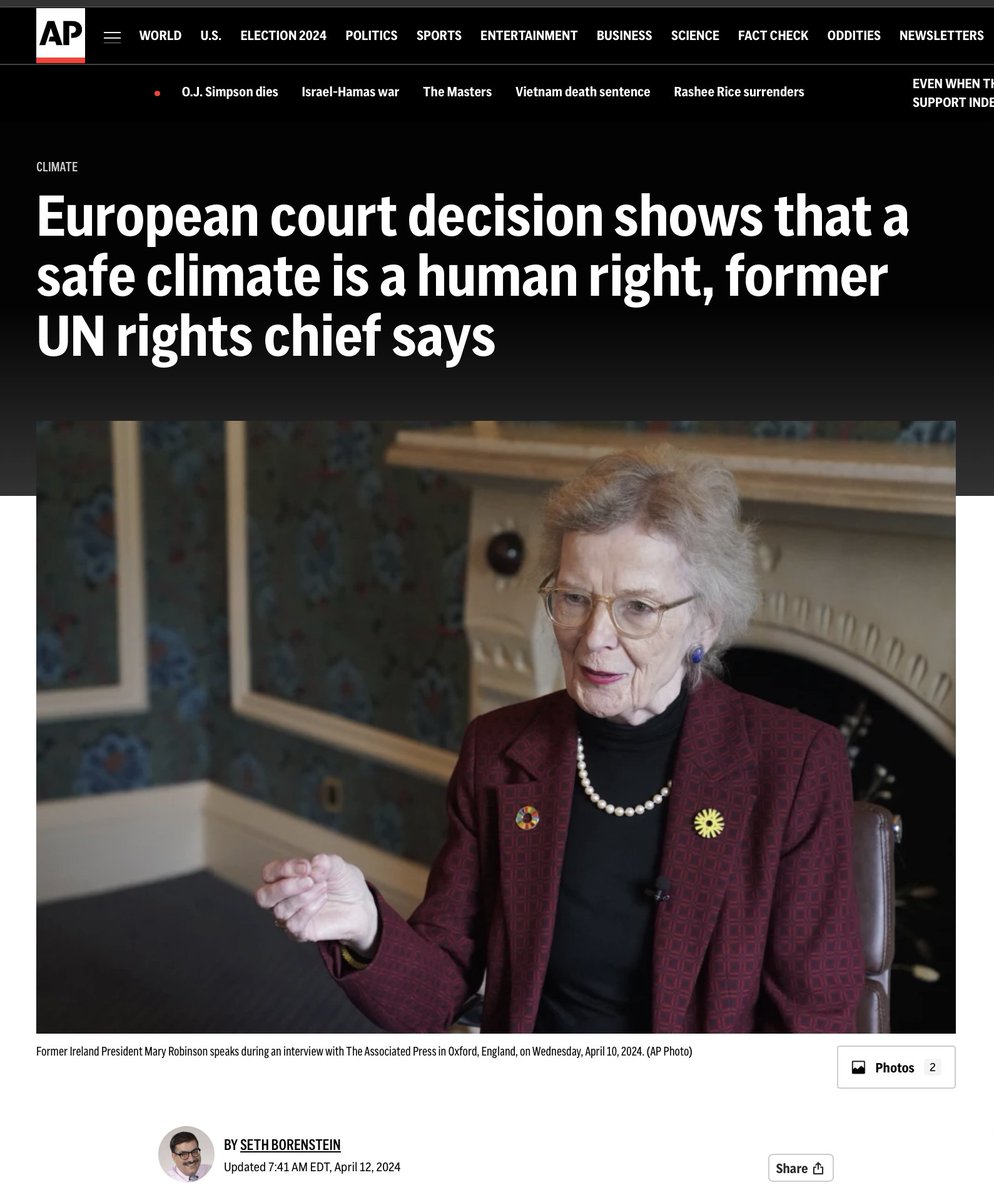 A few points:

1. Former Irish president Mary Robinson is just an old windbag. Here is #COP28 president Sultan Al Jaber putting her in her place on climate: twitter.com/JunkScience/st…

2. Here is a statement from the European court decision showing the Orwellian nature of climate:…