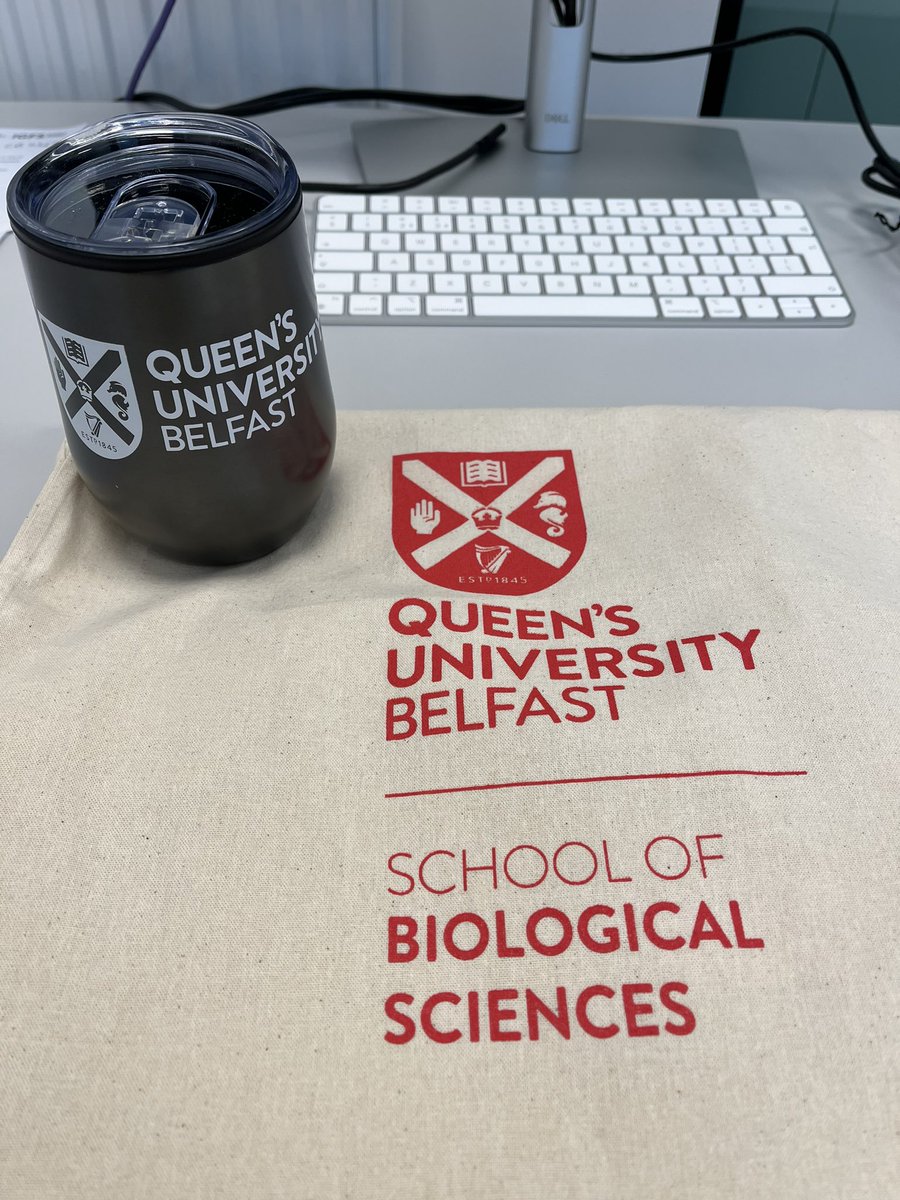 After a brilliant time at #Microsoc24 - it’s my official second day in the new office at @QUBbioscience 🎉 (& I’m loving the new staff goodie bag 👌)