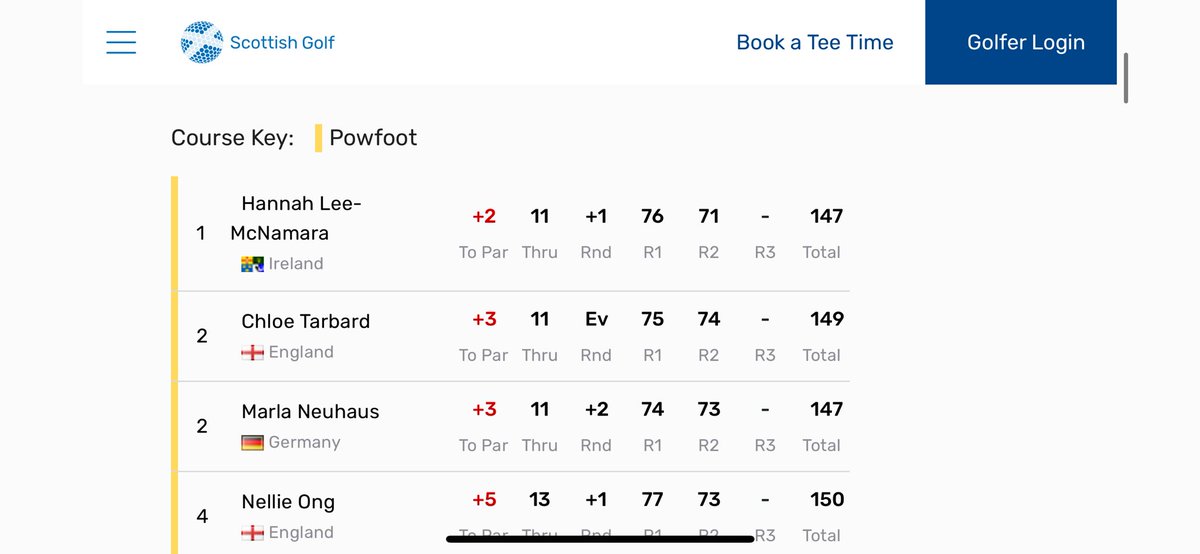 Hannah Lee-McNamara leads the Scottish girls open championship by 1 with 7 holes to play, @royalportrush