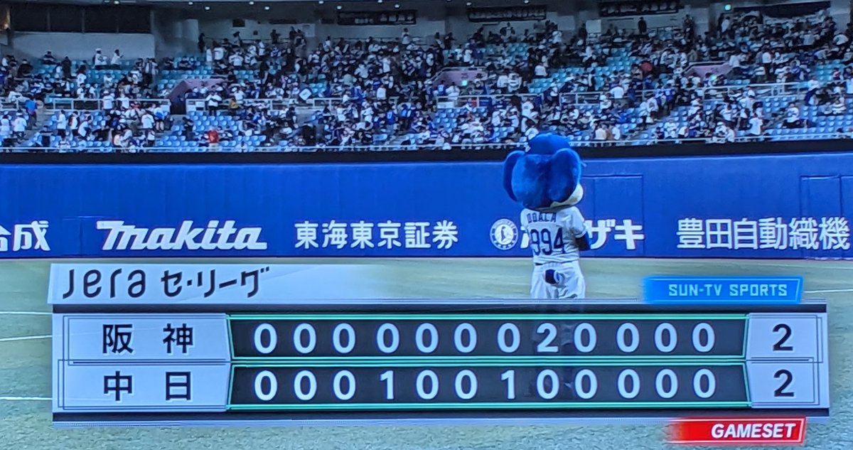 プロ野球
中日ドラゴンズvs阪神タイガース
バンテリンドームは2-2引分け
わけほー⚾

今年は8回がミラクル8でなく
魔の8回ですね···

11回裏サヨナラチャンスで
カリステ選手のゴロゴーが
もったいなかった😓
柳裕也投手に勝ちがつかず残念···
う～ん勝ちきれず残念⚾