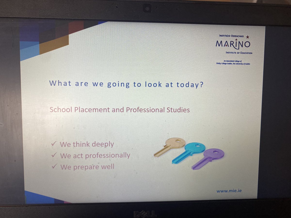 Looking forward to working with students tomorrow on what it means to be a primary school teacher at the the @MarinoInstitute Tasters and Tours event! 🔑 we think deeply 🔑 we act professionally 🔑 we prepare well Some fun too with music, images and memes 🤩 #SchoolPlacement