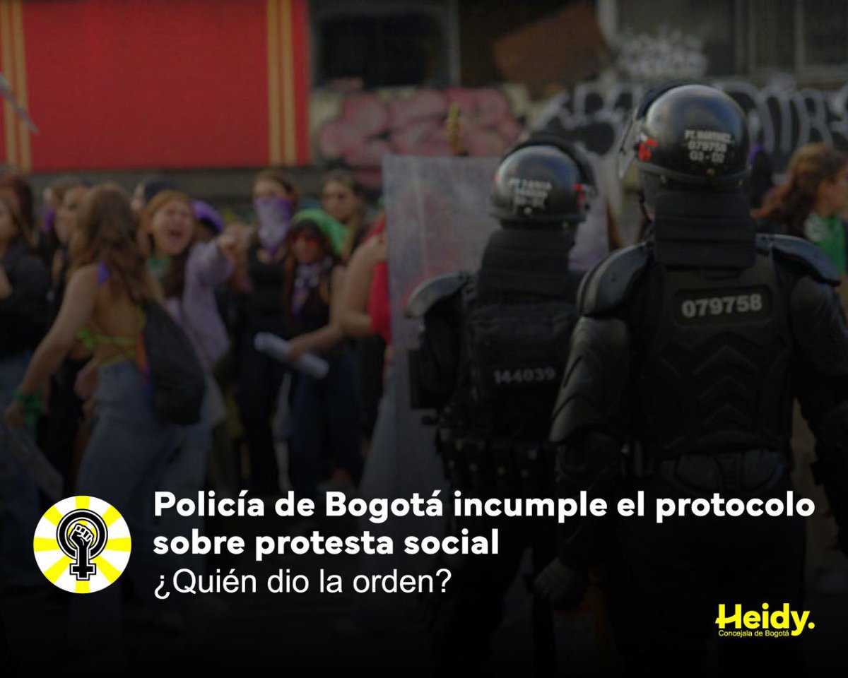 Como recordarán, el pasado #8M se presentó una cuestionada actuación de la <a href="/PoliciaBogota/">Policía Metropolitana de Bogotá</a>, incluyendo a la UNDMO (antiguo ESMAD), en la que se agredió a quienes nos movilizábamos en conmemoración de esta fecha histórica (x.com/heidy_up/statu…).

Pues bien, le preguntamos tanto