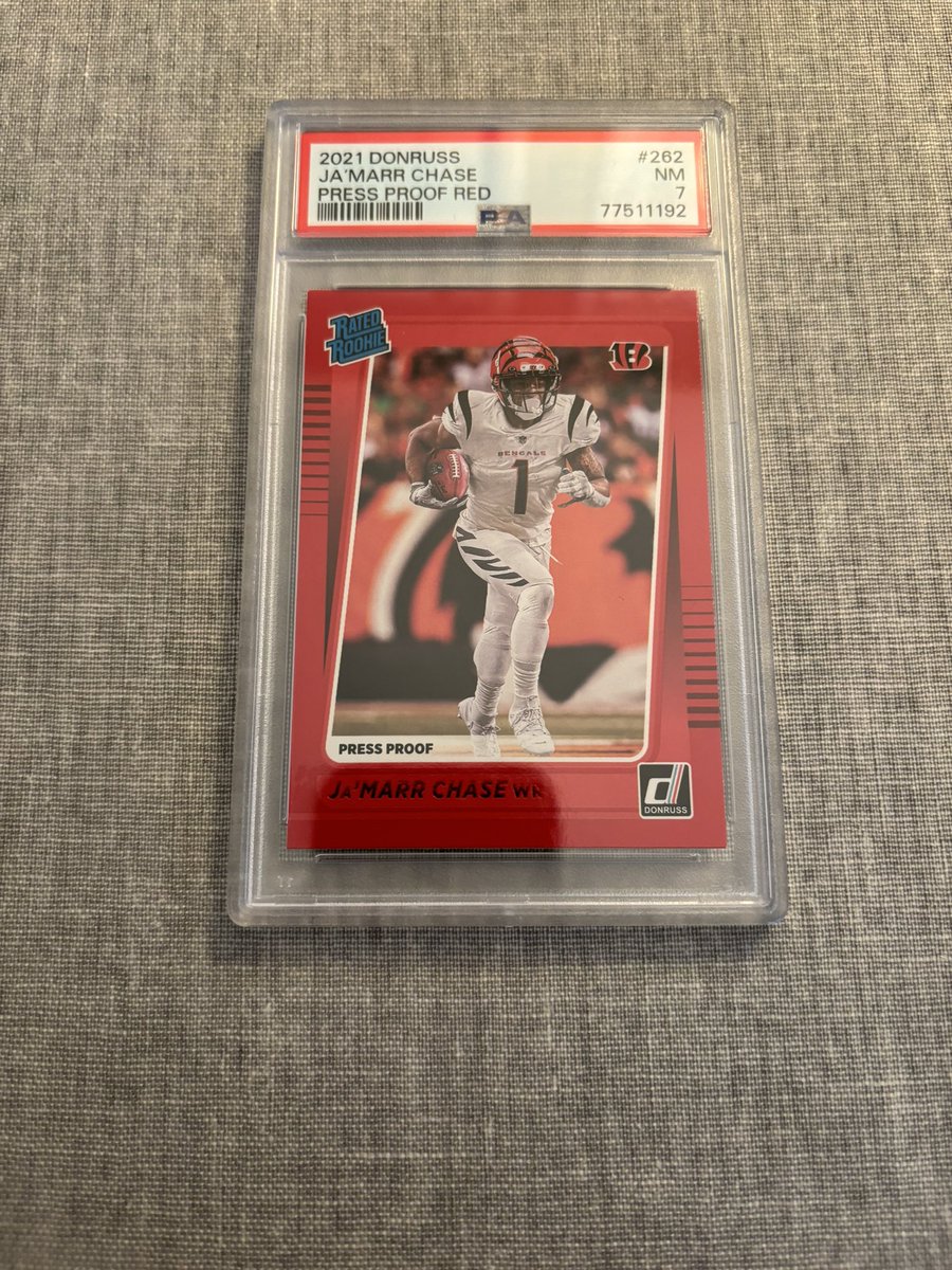💥Giveaway Time💥

One lucky winner will receive this 2021 Donruss Ja’marr Chase Red Press Proof Rated Rookie PSA 7

Rules to Enter:

1. Follow me (@FJOsportscards)
2. Repost
3. Like
4. Tag a friend

Winner will be drawn next Friday 4/19 at 7pm