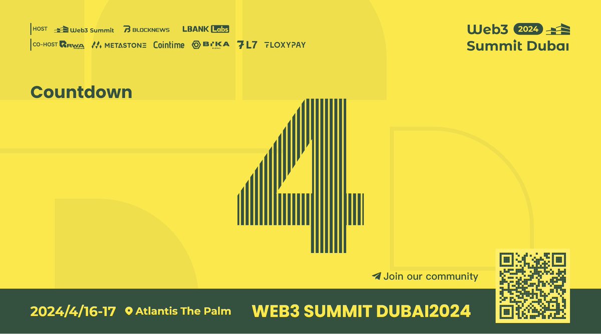 Counting down to the future of tech! 🚀 

⏳Only 4 days left until #Web3SummitDubai kicks off at Atlantis The Palm. 

🥂Get ready for two days of immersive experiences, networking, and cutting-edge discussions.

🌐Grab your tickets for free👉 lu.ma/web3summit

 #Dubai2024