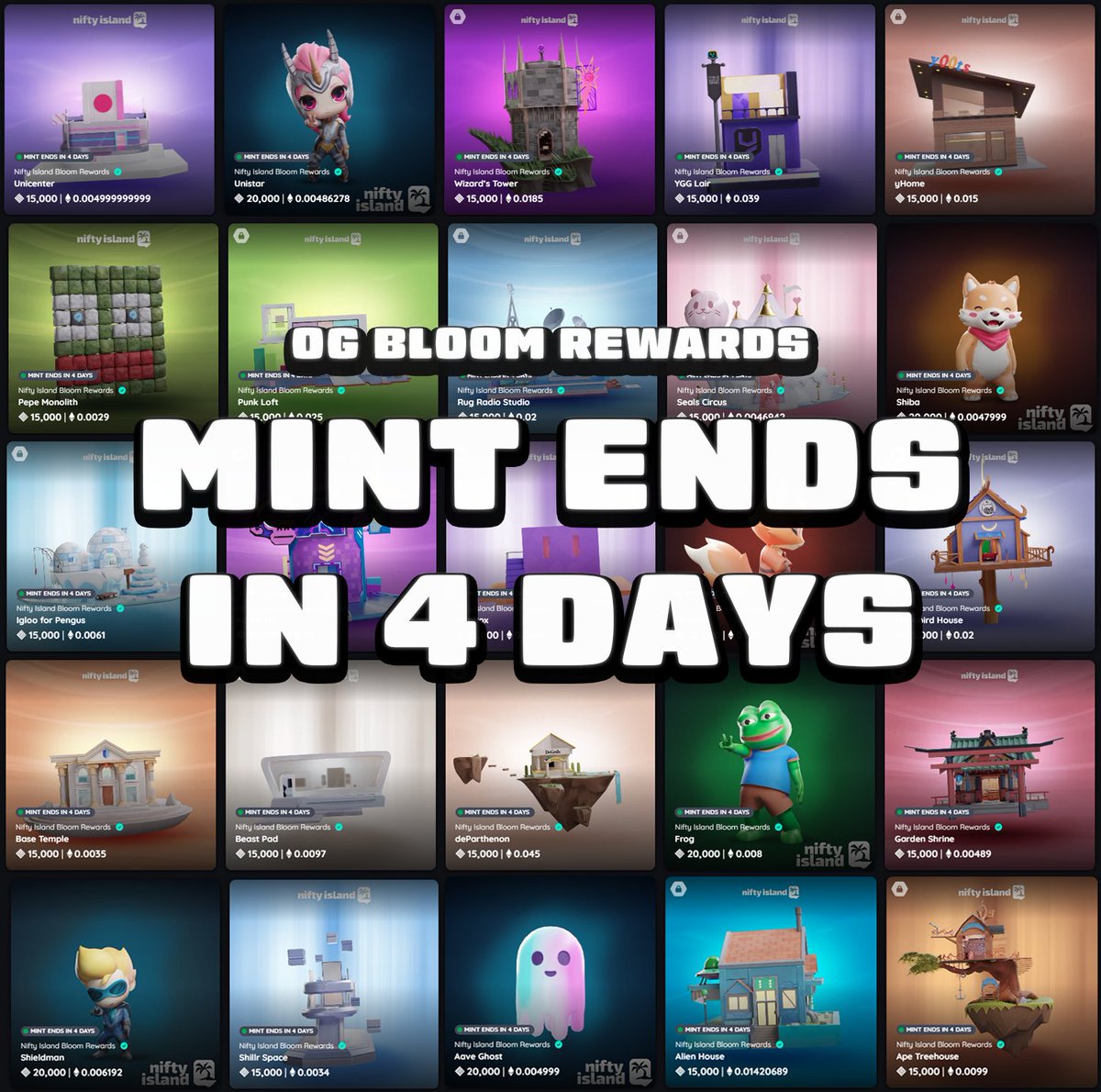 Good morning everyone! 🏝️ Gas prices are looking really good. Don't forget to claim your OG Bloom rewards! Minting ends in just 4 DAYS! grab your @Nifty_Island Bloom rewards before it's too late. ⏰