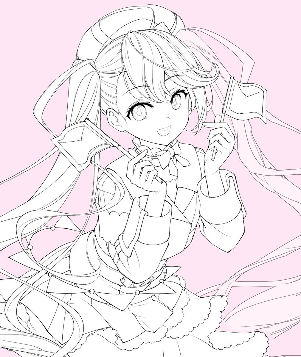 マジミラちゃん線画wip ひと月寝かせて一旦供養🙏夏までには…