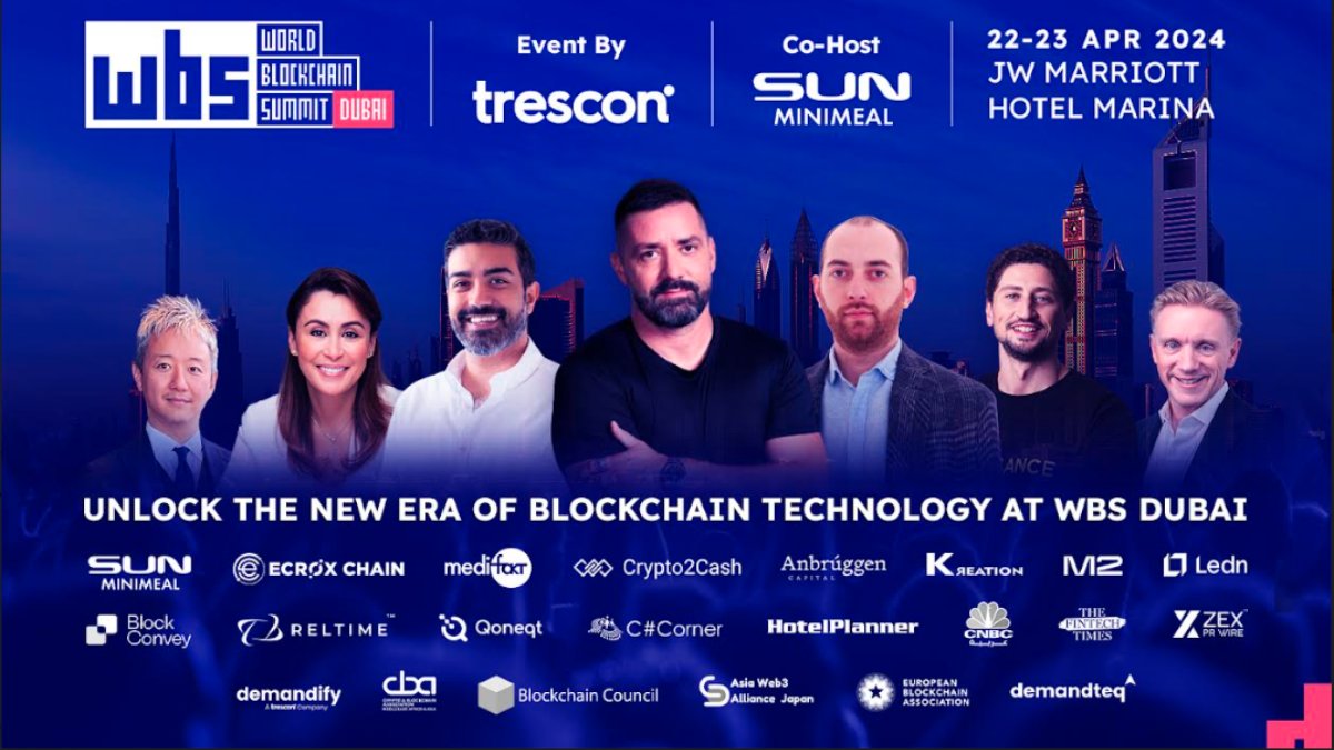 The 29th edition of the World Blockchain Summit, organised by Trescon and co- hosted by Sun Minimeal, returns to Dubai on 22-23rd April 2024. Book your spot now: hubs.li/Q02sF_Cy0. @WBSglobalseries @TresconGlobal #WBSDubai2024 #blockchainevents #BlockchainSummit