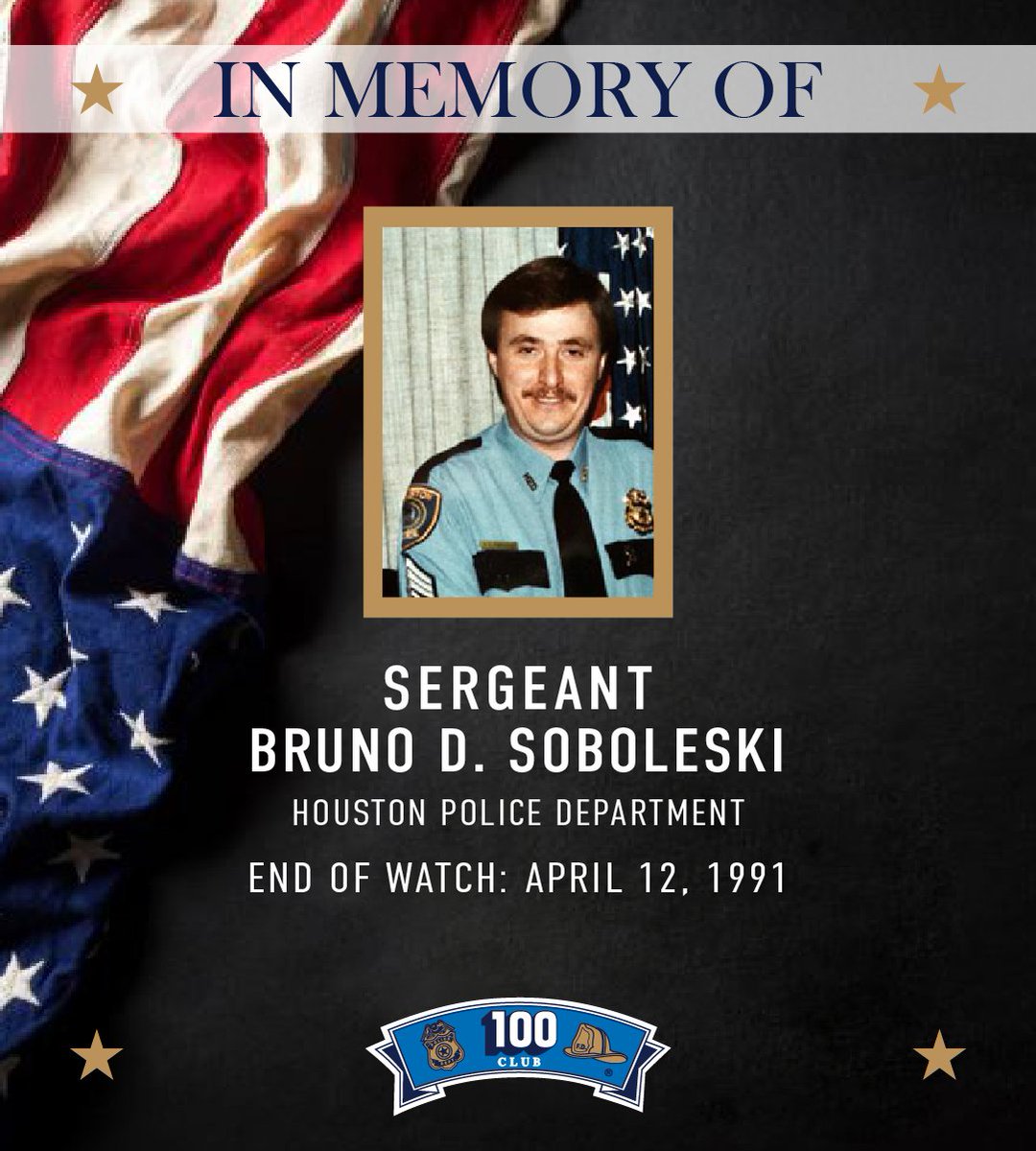 In remembrance of @houstonpolice Sergeant Bruno D. Soboleski who was killed in the line of duty when he succumbed to gunshot wounds he sustained five days earlier during a narcotics investigation. #Forthefallen #Houston #HPD