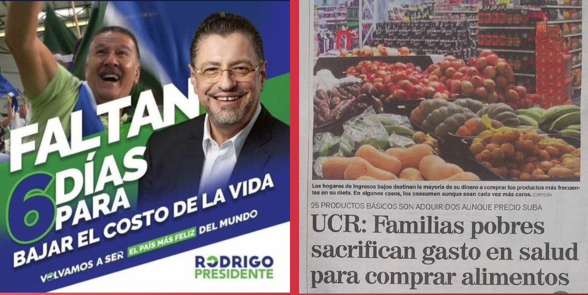 Familias pobres SACRIFICAN gasto en salud, educación y vivienda para comprar alimentos. Sortear el costo de vida está resultando muy difícil para muchos. Rodrigo Chaves le llenó la cabeza a un grupo de gente con promesas sin tener idea de como cumplirlas. Un demagogo.