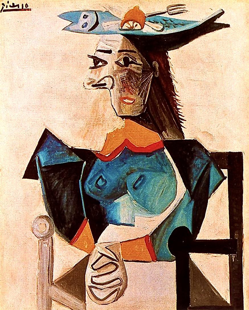 #arte * DONNA SEDUTA CON PESCE, 1942 #painting  #PabloPicasso 🔷