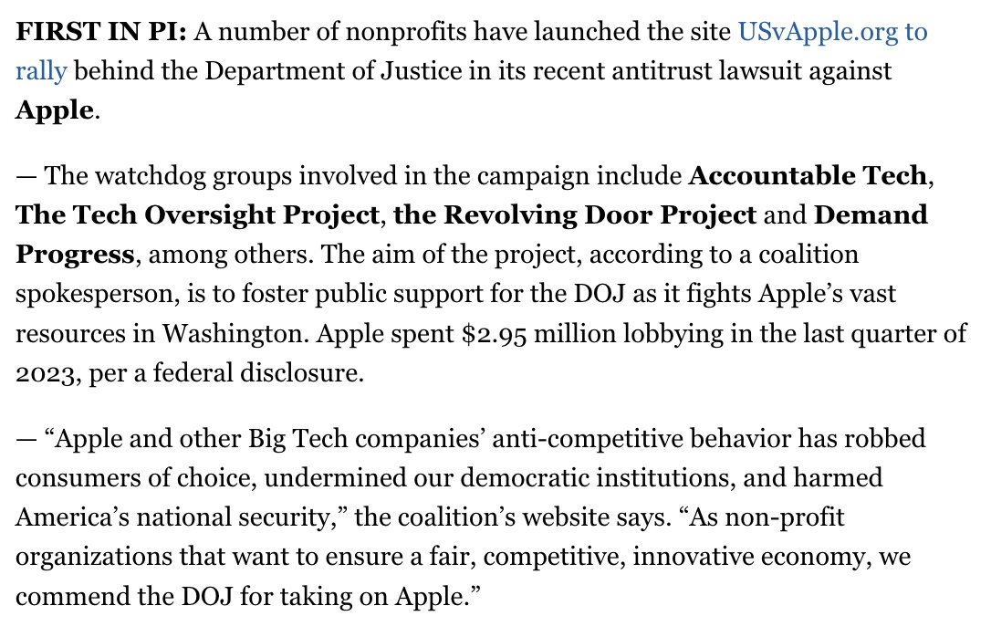 It’s time to stop Apple’s monopolistic behavior. That’s why we're launching USvApple.org to rally behind the Department of Justice in its recent #antitrust lawsuit against Apple and expose the threats Apple poses to a fair, competitive, innovative economy.