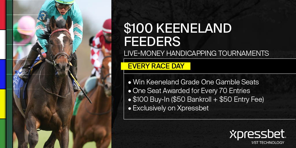 🏆 TODAY: Keeneland $100 G1 Gamble Feeder 💸 Win SAT/APR13 Keeneland G1 Gamble Seat(s), Cash ⏰ Entry cutoff is Race 6 (3:40PM ET) ▶️ REGISTER NOW: xpressbet.com/kee-100-4-5-24…