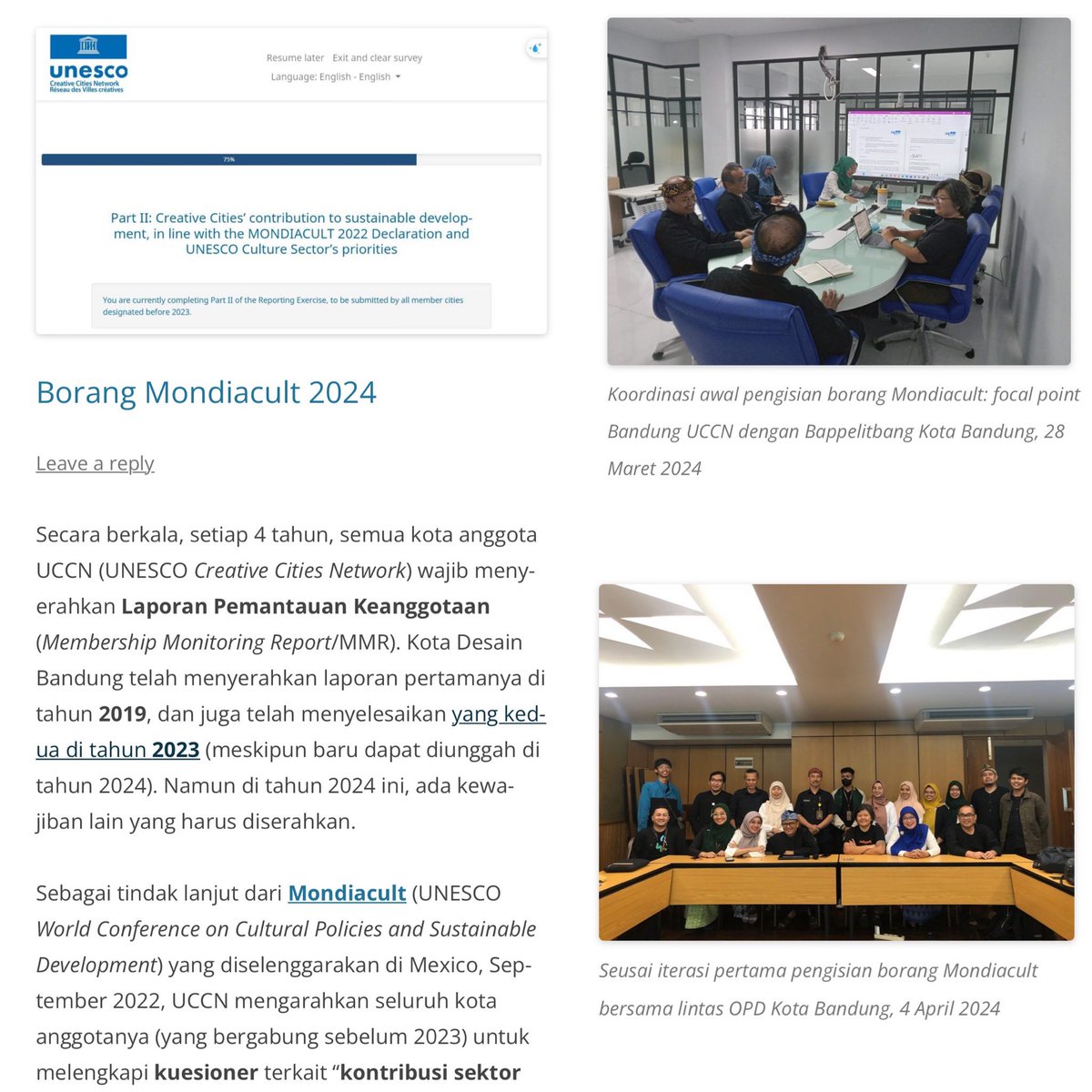 titalarasati.com/borang-mondiac…

A brief note on the UCCN Mondiacult survey for Bandung City of Design: iterations of the form provide a chance to improve our own understanding &amp; experience about the importance of intensive communication and trans-sectoral collaboration.

#newblogpost