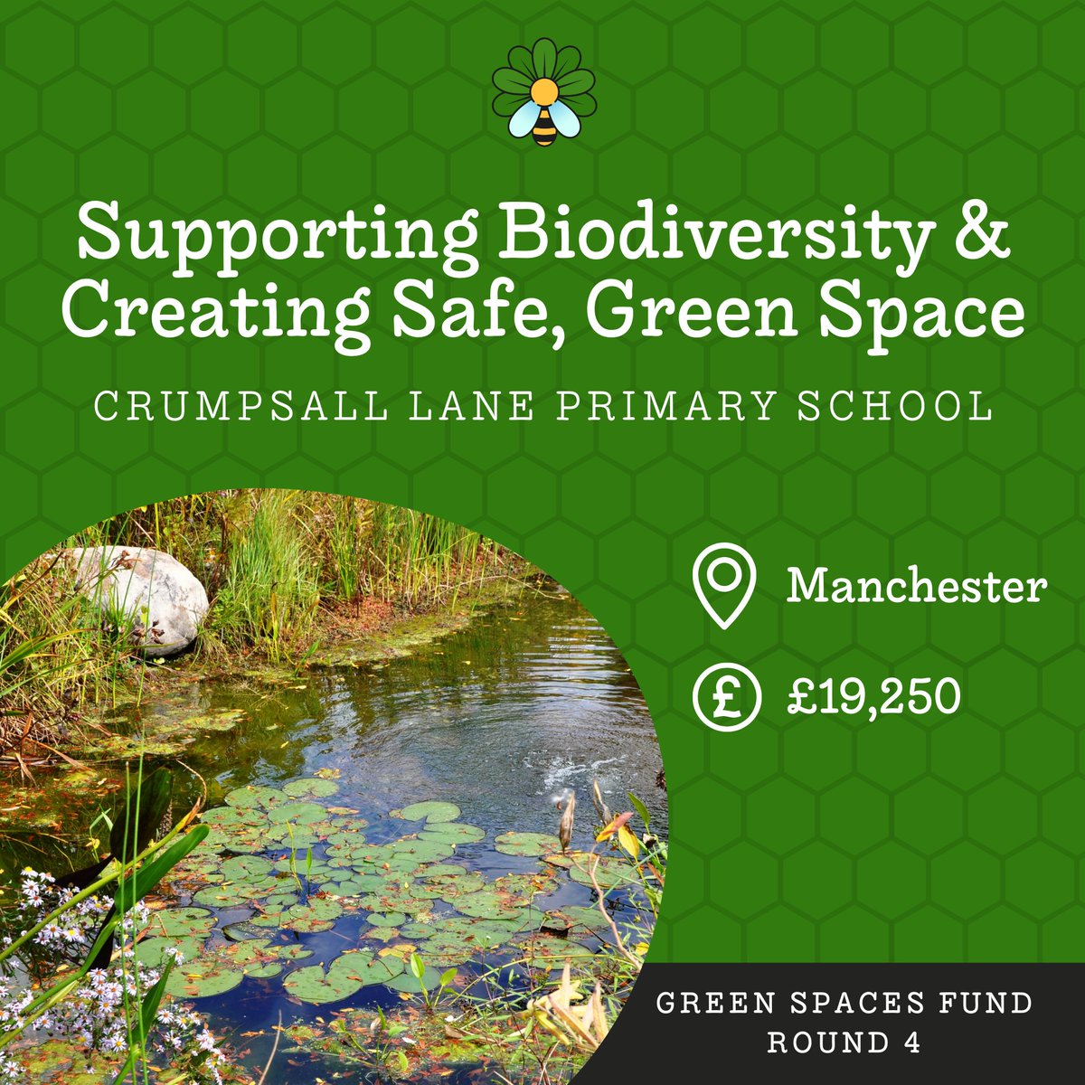 This #GreenSpacesFund project will create an improved pond and community garden at Crumpsall Lane Primary School 🍎

The garden will be used by pupils during the day and their neighbouring elderly residents and wider community out of school hours - what a great idea!

@greatermcr