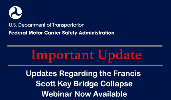 ICYMI: A recording of FMCSA’s info session on waivers, exemptions, routes & other useful info related to the Baltimore bridge collapse is now available: fmcsa.dot.gov/FSK