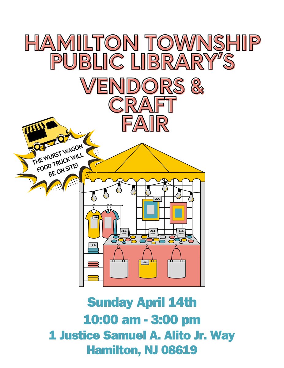Calling all crafters and vendors! 🎨✨ Join us TODAY at the Public Library for a the Vendors and Craft Fair showcasing unique creations and products. Support local talent and find one-of-a-kind treasures! See you there! #ShopLocal #ShopHandmade #HamiltonTownshipEvents