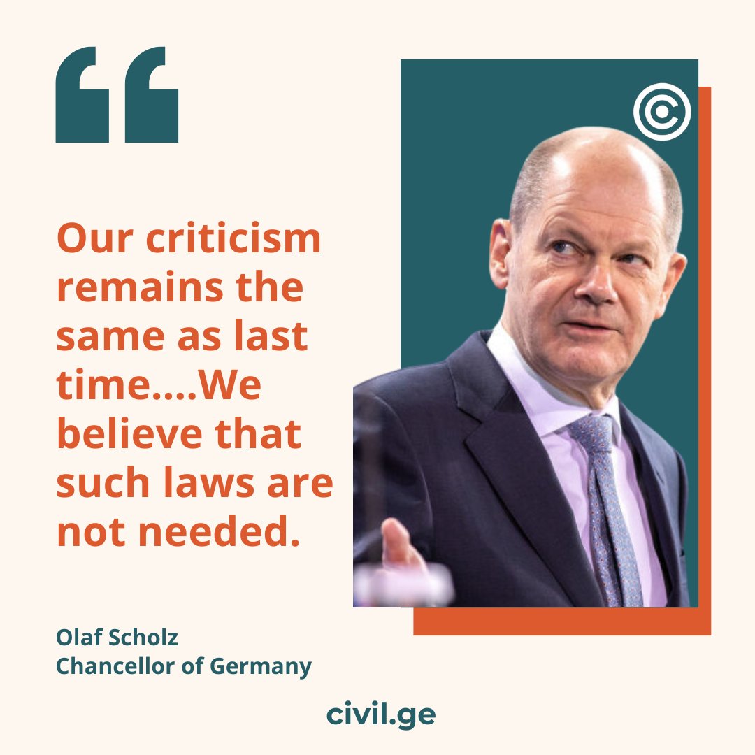 🇩🇪German Chancellor Olaf Scholz at the joint press conference with 🇬🇪Prime Minister Irakli Kobakhidze on the Russian-style Foreign Agents Law #ForeignAgentsLaw