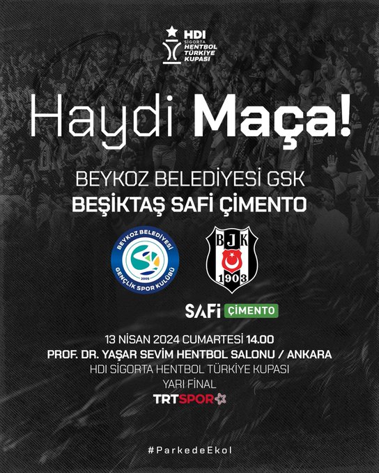 Haydi Maça! Büyük Beşiktaş Taraftarı! 🦅 Beşiktaş Hentbol Takımımız, Hentbol Türkiye Kupası Yarı Final maçında Beykoz Belediyesi GSK ile karşılaşacak. 13 Nisan Cumartesi 14.00 THF Prof. Dr. Yaşar Sevim Hentbol Salonu #ParkedeEkol 🦅