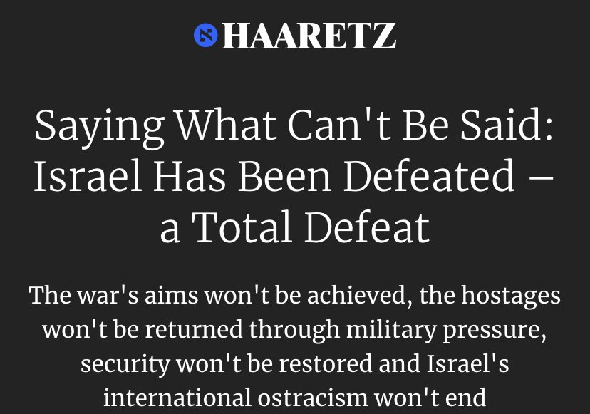 Haaretz: Israel has been defeated. A total defeat.