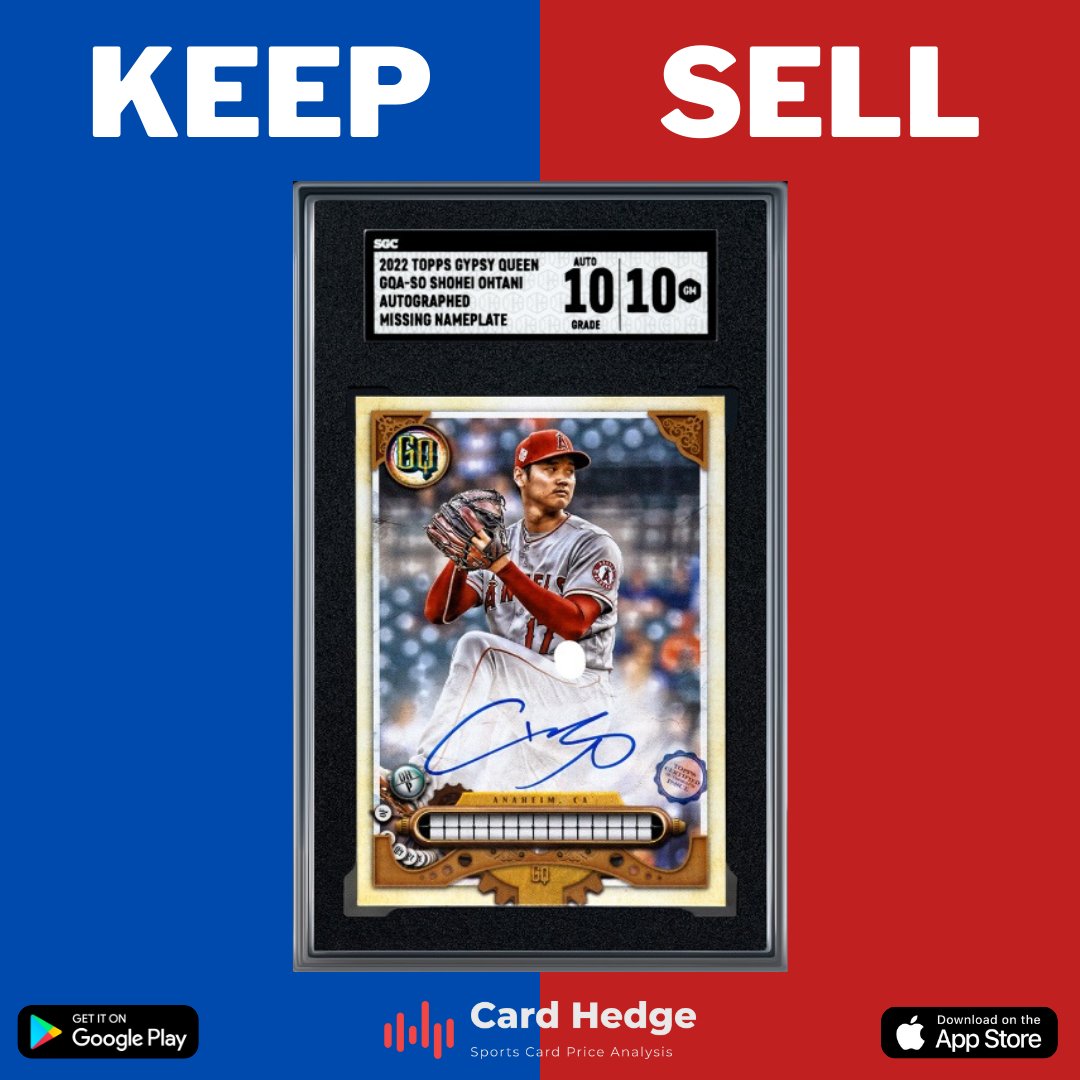 cardhedger's tweet photo. 🔵 KEEP or SELL 🔴
2022 Topps Gypsy Queen
Shohei Ohtani
Autograph #GQA-SO
SGC10 / AUTO10
https://t.co/Qs1xX79p1t https://t.co/9i7otGuSxH