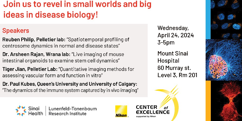 Join us to celebrate the opening of Canada’s first Nikon Center of Excellence at the Lunenfeld-Tanenbaum research Institute with exciting talks form the frontiers of imaging technology! For details and to register go here: eventbrite.ca/e/celebrating-…