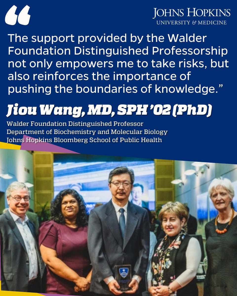 An expert in biochemistry and cell biology, Jiou Wang MD, SPH ’02 (PhD), is the innaugural Walder Foundation Distiguished Professor. His groundbreaking research could lead to new treatments for diseases like Alzheimer's. #FacultyFriday Read more: giving.jhu.edu/story/public-h…