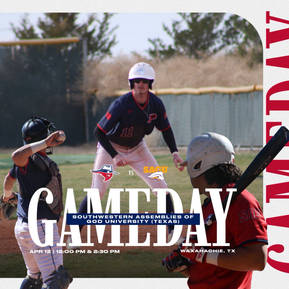 ⚾️GAMEDAY⚾️ DOUBLEHEADER 🆚 Southwestern Assemblies of God University (Texas) ⏰: 12:00 PM & 2:30 PM 📍: Waxahachie, TX 🎥: bitly.ws/3dNdp 💻: bitly.ws/3hRP3