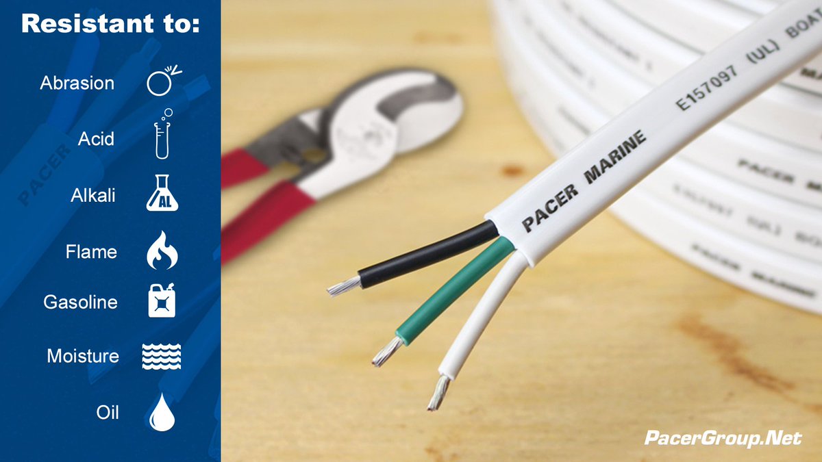 Pacer's triplex boat cable is highly resistant to oil, moisture, flame, gasoline, acid, alkali, & abrasion. 

Just one of the many reasons our wire and cable have been trusted for decades. 

#TopQuality #MarineElectrical #MarineWiring #MarineRepairs #MarineIndustry #MarineParts