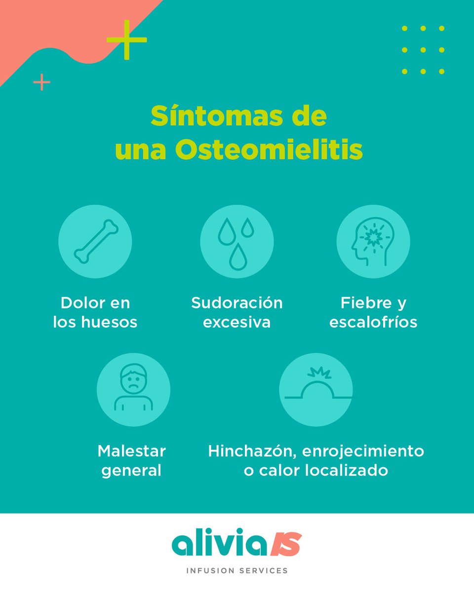 AliviaNetwork's tweet image. La #Osteomielitis es una infección ósea causada por bacterias y otros gérmenes. Contamos con los tratamientos de infusión 🛌 para tratarlo en la comodidad del hogar.  ¡Envíanos la receta! 👉🏻 bit.ly/3tcl4e2

#aliviainfusionservices #aliviahealth 
#pacientesprimero