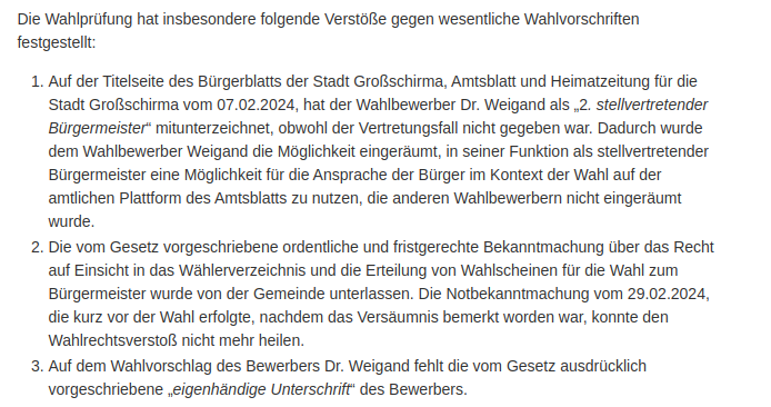 Hammer !
Das geheule in dir (Niklas Lotz) groß sein wird!

Bürgermeisterwahl in Großschirma ist ungültig
landkreis-mittelsachsen.de/das-amt/neuigk…