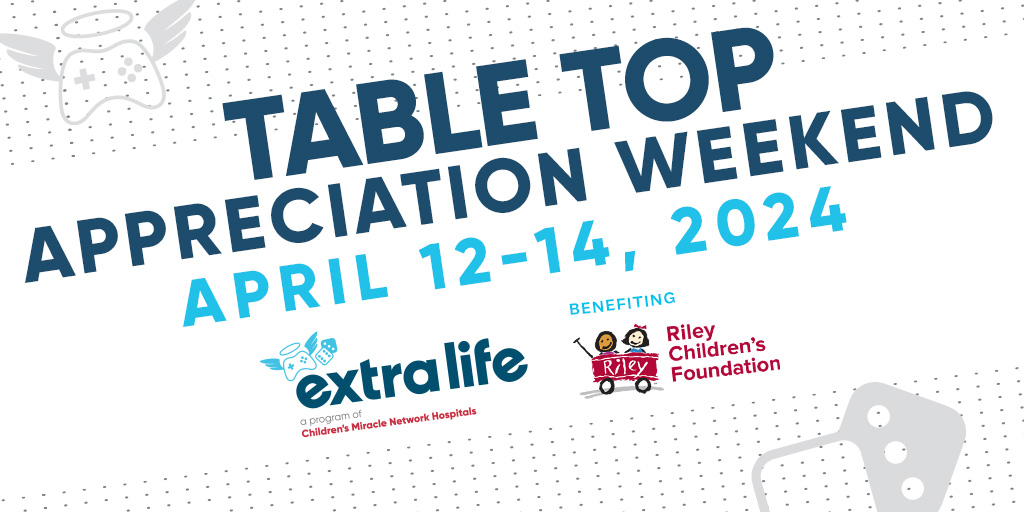 🎲 Tabletop Weekend is April 12-14. Learn more about how you can fundraise for Riley and Extra Life while playing tabletop games this weekend: extra-life.org