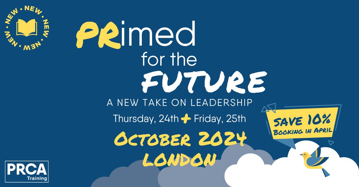 Our new leadership program is now live! 🚀 Geared towards PR and Comms pros with leadership experience, diving into strategic thinking, crisis, and more. Early bird discount until April 30th. Info: ow.ly/1Uni50Rb73r | @PRCATraining