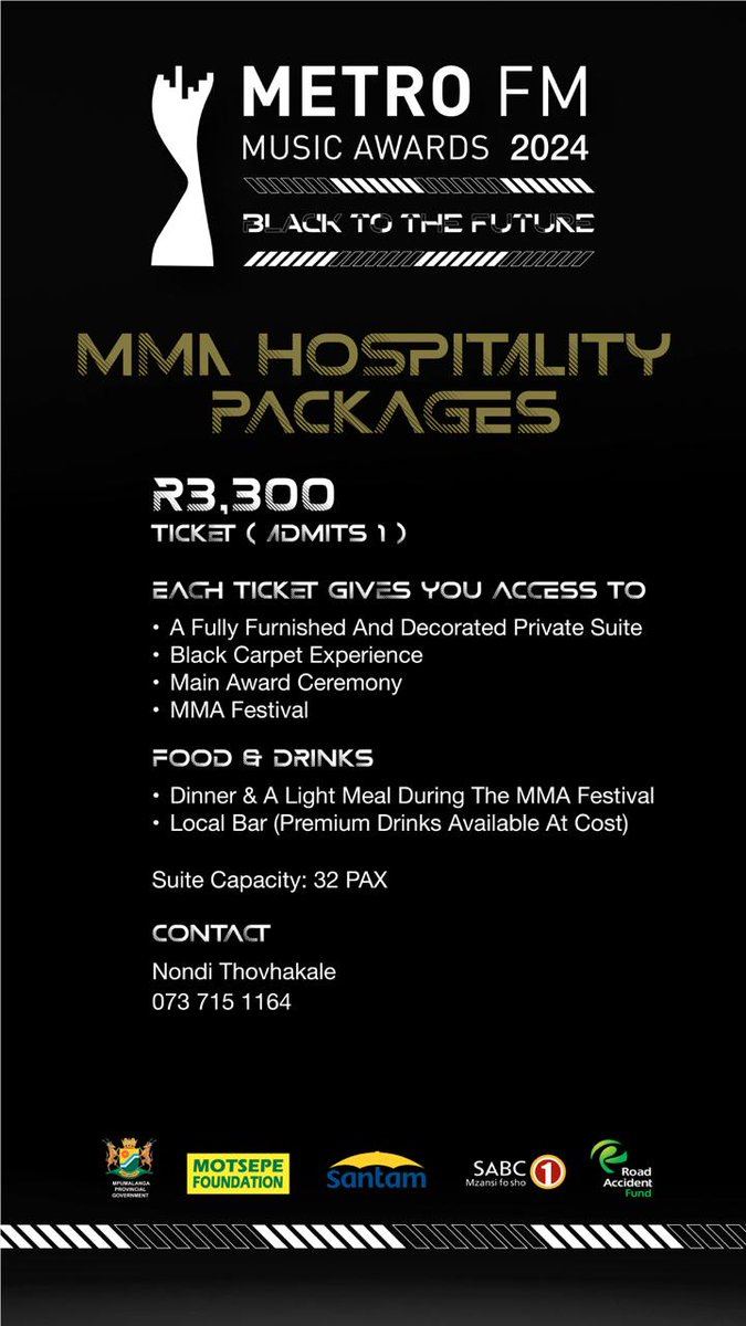 Mzansi we have been receiving the questions about the Metro FM Music Awards packages. Here are they! 27 April it's a Date! Mpumalanga The place that is rich with Languege and Culture. The place that's got south Africa's back with electricity. #MMA24 #BlackTotheFuture