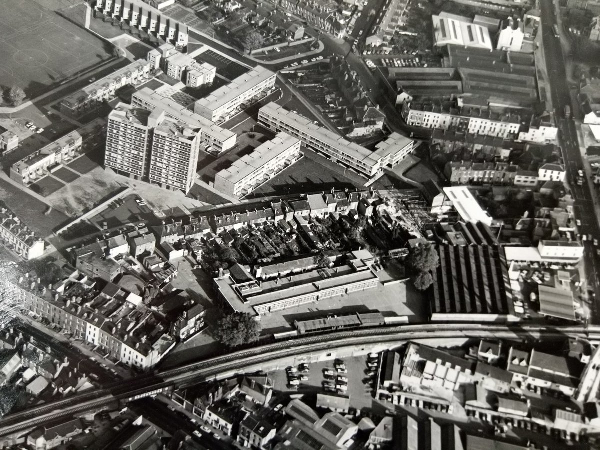 This aerial shot shows what is now Gloucestershire Heritage Hub. This photo was taken in the early 1970s when the building was still Kingsholm School. The archives, at the time know as Gloucestershire Record Office moved into the building in 1979. #ArchiveBuildings #Archive30