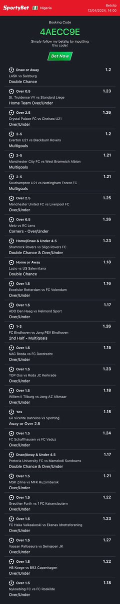 4AECC9E - 118 Odds ⚽️ 7EC595D - 10 Odds ⚽️