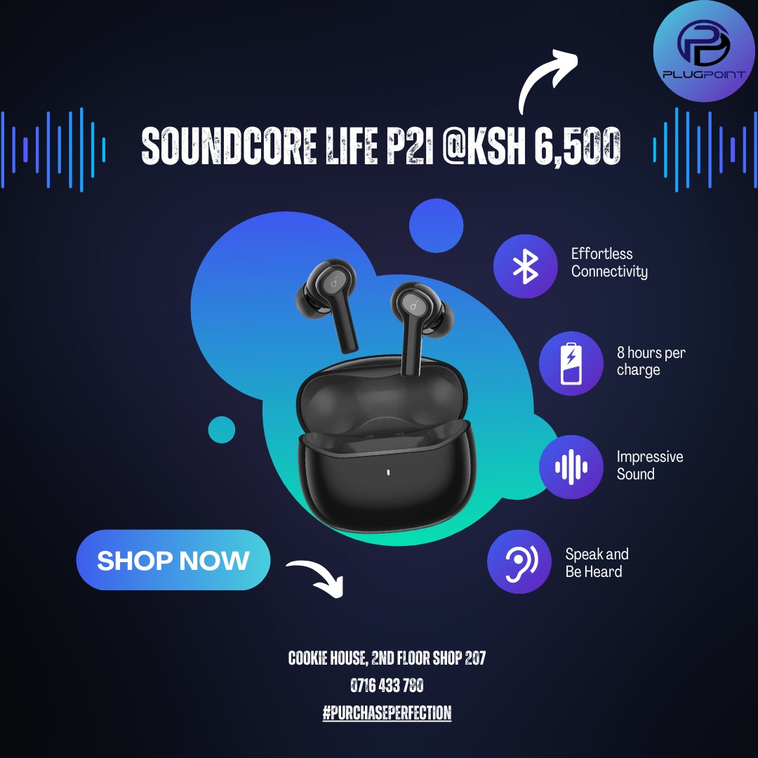 Soundcore Life P2i @ KSh6,500.00

Impressive Sound
Speak and Be Heard
Long-Life Buds
Effortless Connectivity

📍Cookie House, 2nd Floor Shop 207
📞0716 433 780
#PurchasePerfection