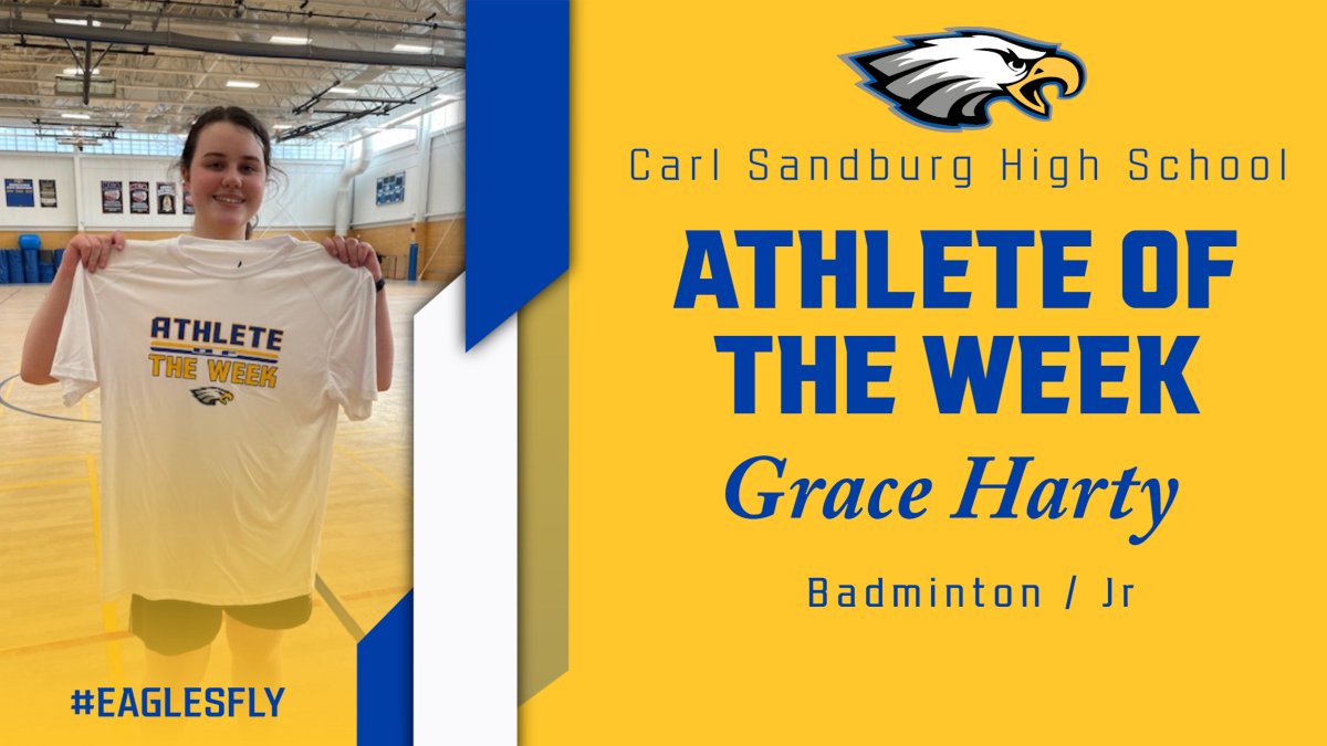 Sandburg Athletics (@eaglesathletics) on Twitter photo Grace Harty has stepped up this season to be a leader on the JV Badminton team, helping instruct new members on shots and technique.  She has grown immensely over the season, stepping out of her comfort zone, honing her skills in both doubles and singles. #EaglesFLY Grace Harty has stepped up this season to be a leader on the JV Badminton team, helping instruct new members on shots and technique.  She has grown immensely over the season, stepping out of her comfort zone, honing her skills in both doubles and singles. #EaglesFLY