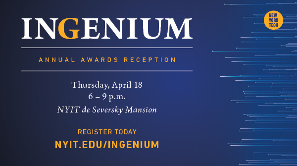 Join New York Tech for Ingenium, the College of Engineering and Computing Sciences' Annual Awards Reception. buff.ly/48YZ8SP