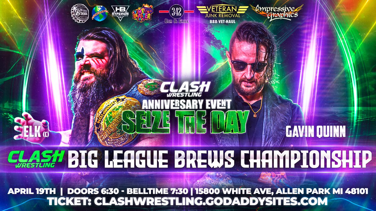🚨Match Announcement🚨 Next Friday, Gavin Quinn goes head-to-head with ELK for the Big League Brews Championship at CLASH Wrestling's Anniversary event. Don't miss out on the action! #SEIZETHEDAY 🥊🏆 🎟 available: clashwrestling.godaddysites.com #Wrestling #WrestlingCommunity