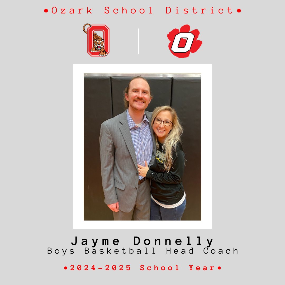 Help us give a warm welcome to Coach Jayme Donnelly, who will lead our boys basketball program starting next school year🎊 ! Donnelly is joining to Ozark after spending 8 seasons as the assistant boys basketball coach at Kickapoo HS.