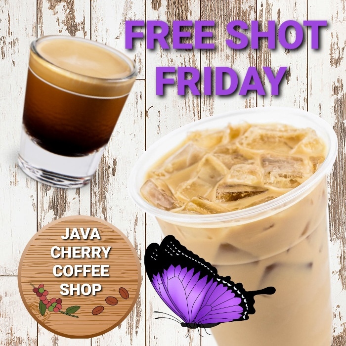 Start the weekend with today's JAVA CHERRY special.  Mention this post & receive a free shot of espresso in any drink.

#freeshotfriday #javacherry #daysdeal #citrusheights #espresso #Coffee #Vanelis #Open #ShopSmall #TheMadBatter #HomeBakedCake #Spring