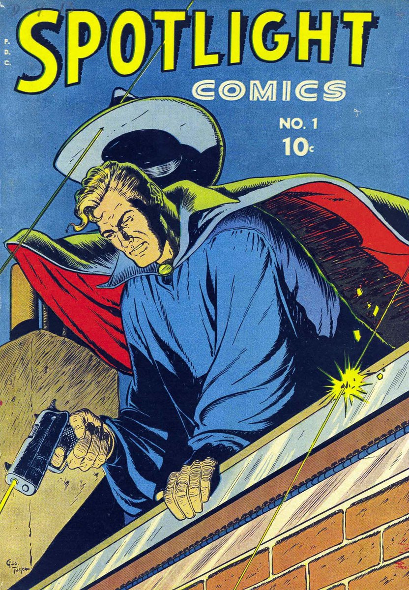 Comic Book Cover of the Day: 1944 Spotlight Comics #1 from Chesler Comics. Art by George Tuska. Featuring Black Dwarf. #comic #ComicArt #comicbook #comicbookcover #comicbookart 
#BlackDwarf #hero #PublicDomain