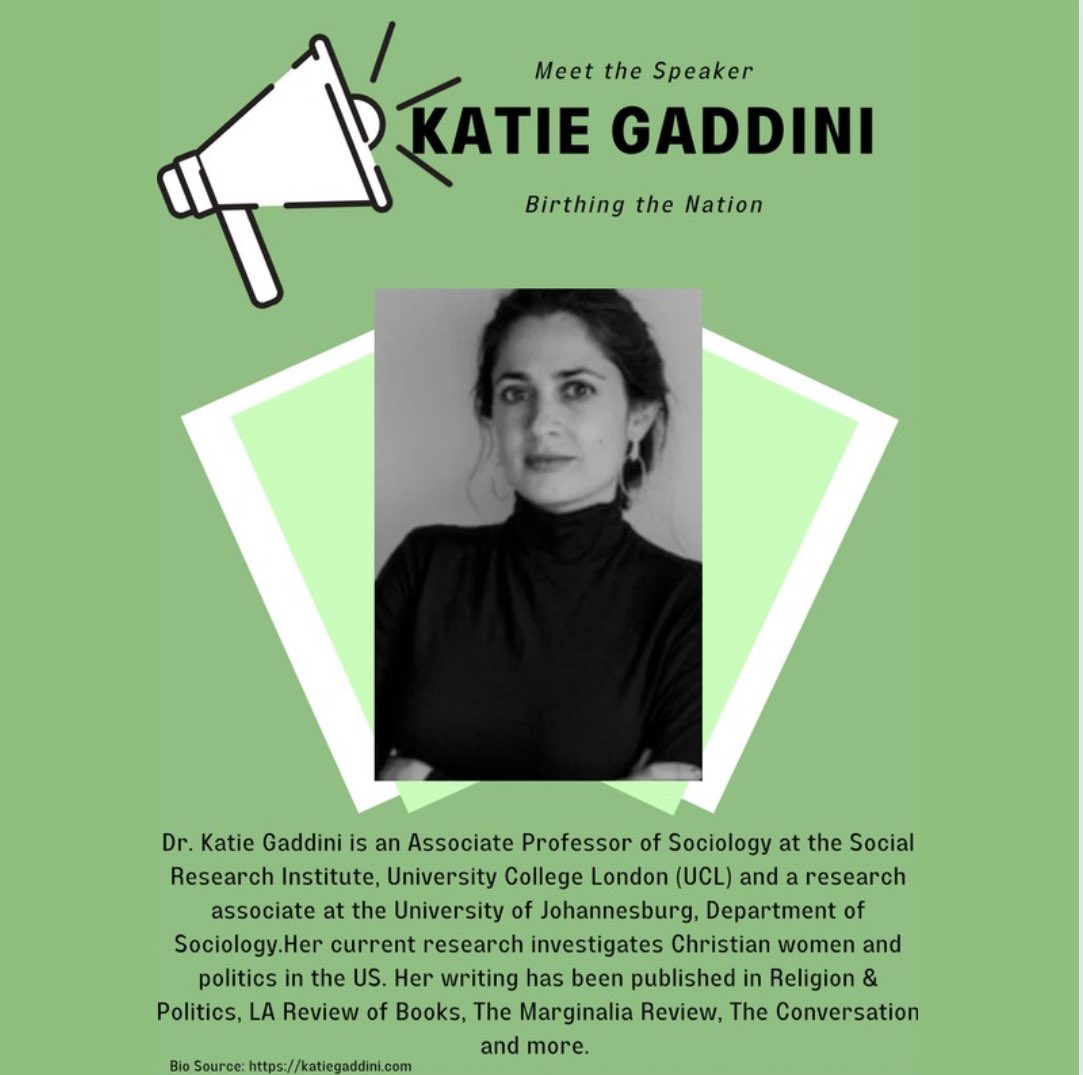 Meet our speaker for Monday’s Digital Lecture! There is still time to register to hear Gaddini discuss Christian women in right-wing politics! 

#genderstudies #womensstudies #birthingthenation #sawyerseminar #politicalstudies