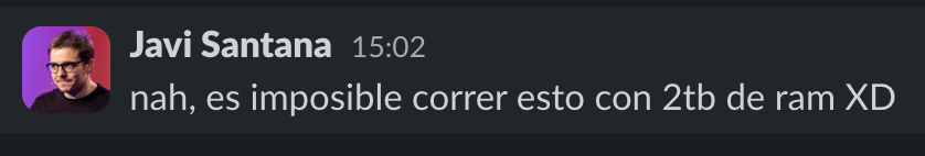 cosas no quieres leer en slack:
- tienes dos minutos para una cosa
- Hola (25 minutos sin nada más)